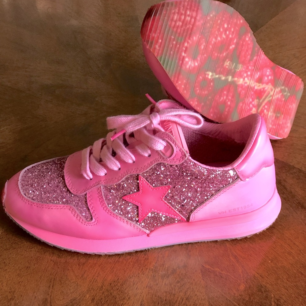 Hot Pink Glitter Star Vintage Havana Shoes